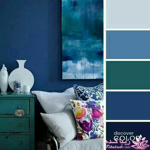 دکوراسیون قهوه ای و آبی روشن 